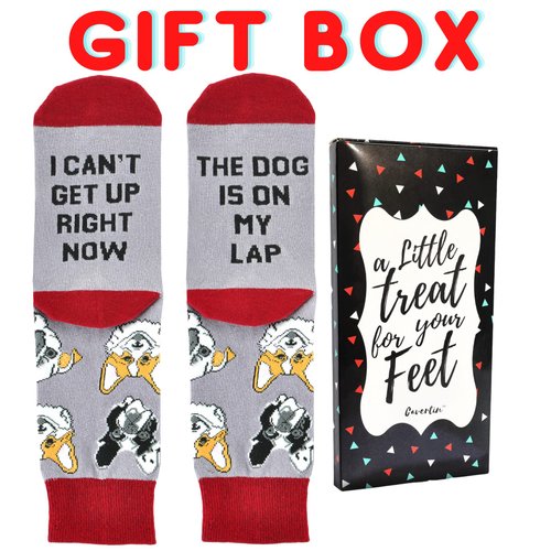 Cavertin Women's Novelty Socks with Gift Box Cat Lover Dog Mom Book Lover Cat Mom Llama Unicorn Sloth Corgi (Dog Lover)