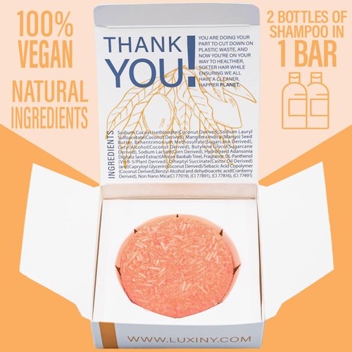 Luxiny Mango Shampoo and Conditioner Bar Set - Sulfate-Free, 1 Shampoo Bar (60g) & 1 Conditioner Bar (50g) for Normal/Dry Damaged Hair, Made in USA