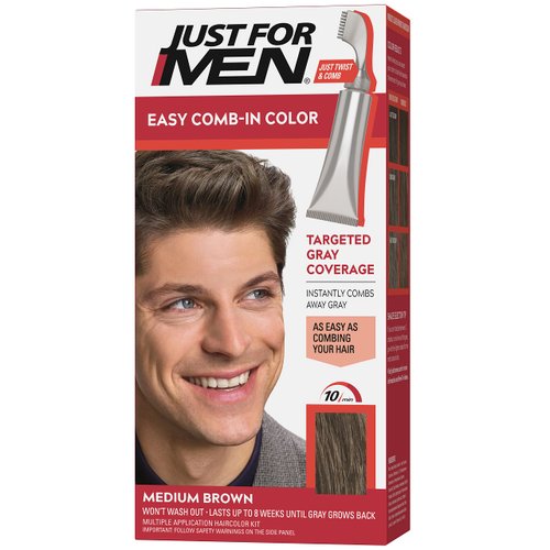 Just For Men Easy Comb-In Color Mens Hair Dye, Easy No Mix Application with Comb Applicator - Med...