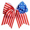 Women Girls Hair Bow Clips, 8 Inch Grosgrain Ribbon Hair Bows American Flag Hair Clip Stripe Star Hair Tie Ponytail Holder Jumbo Cheer Bow for 4th of July TSFJ46 (Hair Tie Clip Set)
