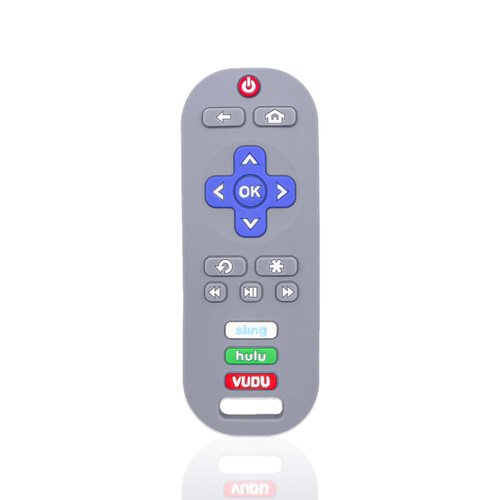 Komfy LilLove Silicone Baby Teething Toys, TV Remote Control Shape Silicone Teethers, BPA Free, Sustainable, Washable, and Non Toxic (Gray)