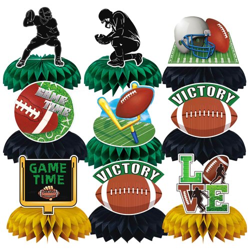 8Pcs Football Party Decorations Football Birthday Party Honeycomb Centerpieces for Tables Decorations for Boys Girls Rugby Birthday Party Decorations
