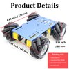 4WD Metal Smart Car Chassis, MC100 Remote Control Omnidirectional Wheel Robot Platform Car Kit with 60mm Mecanum Wheel & DC TT Motor for Arduino/Raspberry pi/Micobit, DIY Maker Learning (Blue)