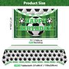 PIXHOTUL Soccer Happy Birthday Backdrop and Tablecloth Set - Soccer Theme Party Photo Props with Plastic Tablecloths Decorations for Kids Soccer Themed Birthday Party Decorations