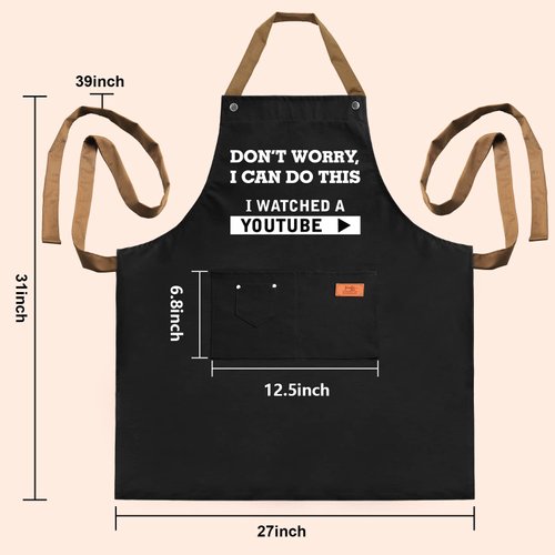 VIISPIRIT Father's Day Gifts for Dad, Funny Men Apron with 3 Tool Pockets Adjustable Neck Strap, Waterproof, Valentine's Gifts from Wife for Husband, Friends, Birthday Gifts, BBQ Cooking Chef Apron