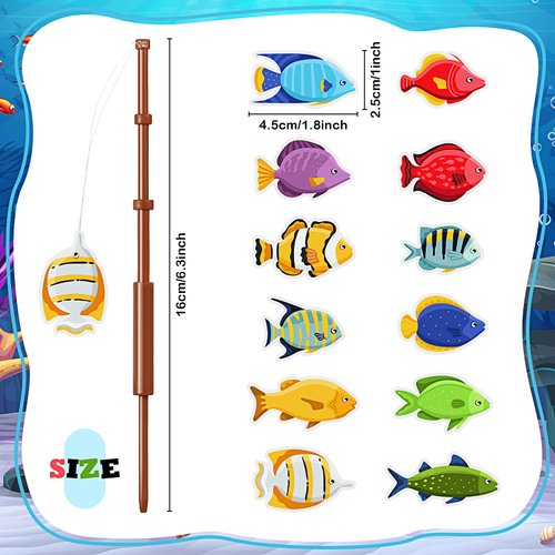 36 Pcs Fishing Birthday Party Decorations Fish Cupcake Pole Picks Fishing Themed Party Supplies Little Fisherman Tropical Appetizer Pick Cocktail Decoration for Tropical Party Cocktail Cake Decor