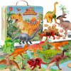 OuMuaMua Dinosaur Toys for Kids 3-5, Plastic Dinosaur Figures Set with Activity Play Mat Dinosaur Eggs Storage Box, Toy Dinosaurs for Boys Girls Dinosaur Party Favors Supplies, 5-7 Inch