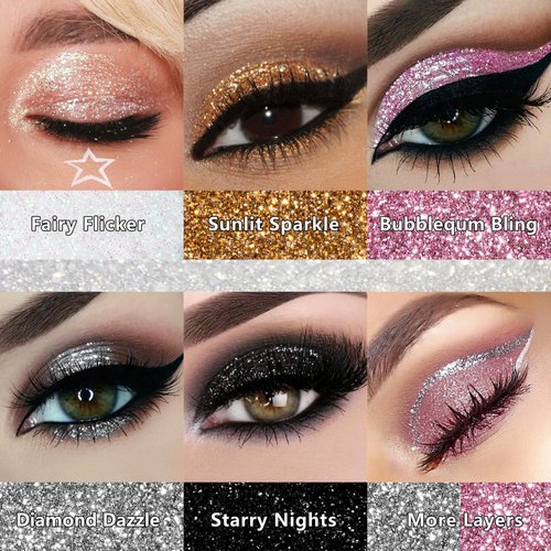 Silver Glitter Eyeshadow Magnetic Pan - Metallic Shimmer Eye shadow High Pigmented Fine Lightweight Particles Holographic Rave Face Sparkles, Vegan Cruelty-Free Beauty Product (Diamond Dazzle)
