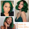 FAVE Bob Wig Human Hair 13x4 Frontal Lace Wig 180% Density Bob Glueless Wigs Human Hair Pre Plucked with Baby Hair 12 Inch Green Short Human Hair Wigs For Black Women (Green)