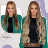 Full Shine Weft Human Hair Extensions Remy Hair Sew In Weft Hair Extensions Straight Hair Ombre Hair Extensions Golden Brown To Dark Blonde Human Hair Bundles Double Weft Extensions 105G 16 Inch