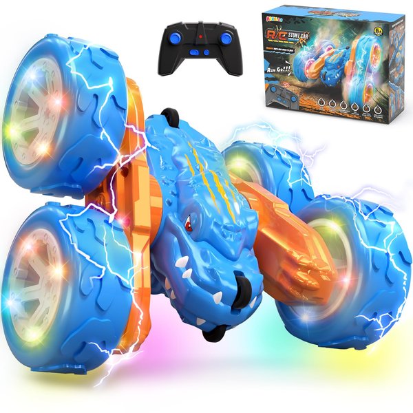 ABERLLS Remote Control Car, Stunt RC Cars Toys for 3 4 5 6 7 8 9 Year Old Boys, 4WD Off-Road Double Sided, 2.4Ghz Indoor Outdoor 360° Flips Electric Toy Cars, Birthday for Kids Age 8-12, Blue