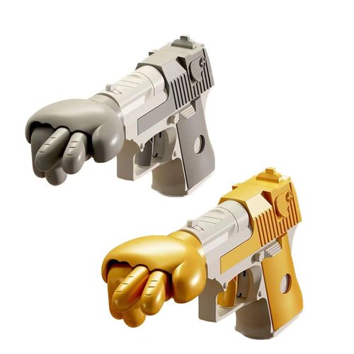 chislim Rock Paper Scissors Toy Gun,Finger Guessing Game Toy Entertainment Interactive Toy for Adults Kids Family Party (Gray+Gold)