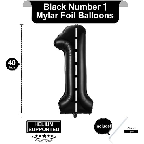 Race Car Number 1 Balloons,40 Inch Racing Car 1st Birthday Balloons Two Fast Balloon Race Track Black 1 Balloon Number for Cars Theme Birthday Party