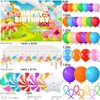 Winrayk 134Pcs Candyland Party Decorations Birthday Supplies Candy Land Balloon Arch Backdrop Tablecloth Star Lollipop Foil Balloons Girl Boy Kids Christmas Sweet Candy Land Birthday Party Decorations