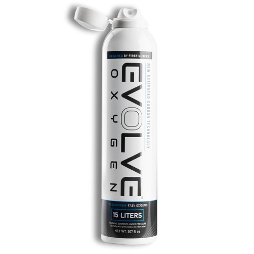EVOLVE 15-Liter Pure Oxygen Canister with Flip Top | Portable Oxygen Can | Ideal for Home Use and Outdoor Activities | Designed by Firefighters | Made in The USA | Pack of 1
