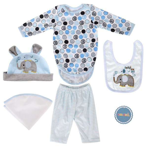 Reborn Dolls Baby Clothes for 22" Newborn Doll Boy Baby Clothing Blue Elephant Outfit Sets Accessories