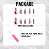 IMSOHOT Stiletto Press on Nails Long Gothic Fake Nails Black Red Ombre Glossy False Nails with Metal Cross Charms Designs Full Cover Glue on Nails 24PCS Acrylic Reusable Almond Nails