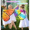 D.Q.Z 6 Pcs Kids Fairy Butterfly-Wings for Girls Halloween-Costumes with Antenna Headband Mask Party Favors (Rainbow-Purple)