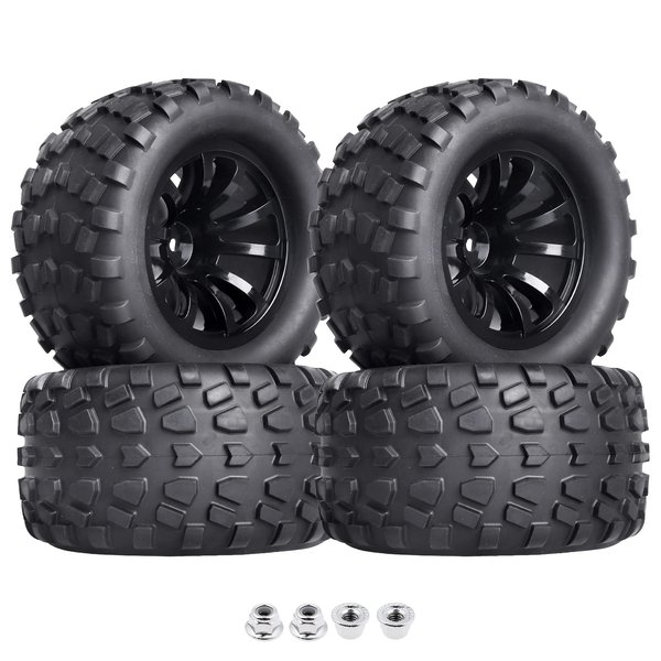 Hobbypark 2.8 12mm Hex RC Truck Wheels and Tires for 1/10 Scale Traxxas Stampede VXL Hoss 4x4 Redcat Volcano Epx Pro S30 Monster Truck fit 2S 3S Brushless Models