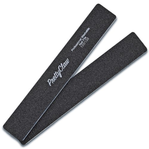PrettyClaw | 10pc Professional Nail File 100/100 Grit Black Rectangle Acrylic Nail Files Plastic Center Double Sided Emery Board for Nails Washable 7 inch Nail File