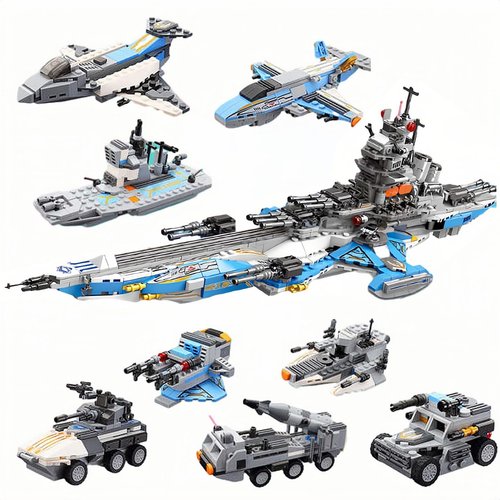 Gonli 8IN1 Space Battleship Building Toys for Boys Age 8-12 872 Pieces Warship Fighter Missle Vehicle Boat Stem Building Blocks Ideal Gifts for Boys and Adults