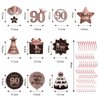 Happy 90th Birthday Party Hanging Swirls Streams Ceiling Decorations, Celebration 90 Foil Hanging Swirls with Cutouts for 90 Years Old Rose Gold Birthday Party Decorations Supplies
