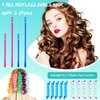 Yilloog 4 Pcs Hair Curlers - Spiral Curls Hook Set (13.8 Inch & 22 Inch) for Heatless Long Wave Styling (Blue, Rose Red)