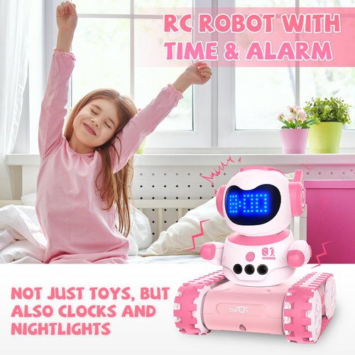 Interactive Robot Alarm Clock and Remote Control Car for Kids - Educational Toy with Gesture Sensing, Dance Moves, LED Emoji Eyes, Walkie-Talkie Function, and Sound Wake-Up for Birthdays