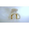 Generic Medium white iridescent gold tone textured acrylic and metal hair claw clip