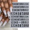 8 Sheets Old English Letter & Numbers Nail Stickers 3D Self-Adhesive Personalized Letter Nail Decals Black White Gold Silver Alphabet Nail Art Stickers Retro Numbers Nail Designs Supplies for Women
