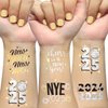 Ovasorve New Years Eve Party Supplies 2025 Temporary Tattoos 40 Gold Silver Foil Styles NYE Party Favors Happy New Years Decorations 2025 NYE Decor
