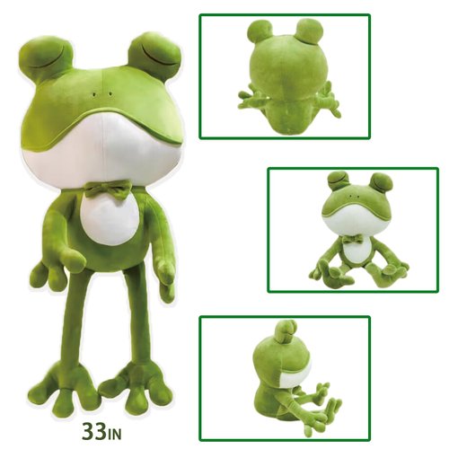 TZMAPU Soft Big Head Frog Plush Toy, Long Legged Frog Plush Pillow, Cute Wacky Green Plush Stuffed Animal,Dolls Suitable for Gift Giving (Green-33in)