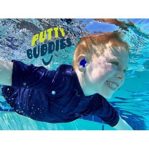 PUTTY BUDDIES Original Swimming Earplugs, 3-Pair Pack (Red/Blue/Yellow)