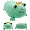 Plush Frog Stuffed Animal Frog with Crown Hugging Pillow Froggy Plushies Throw Pillow Froggie Anime Gift for Kids and Lovers in Birthday,Valentine's Day,Christmas (Green, 14-Inch)