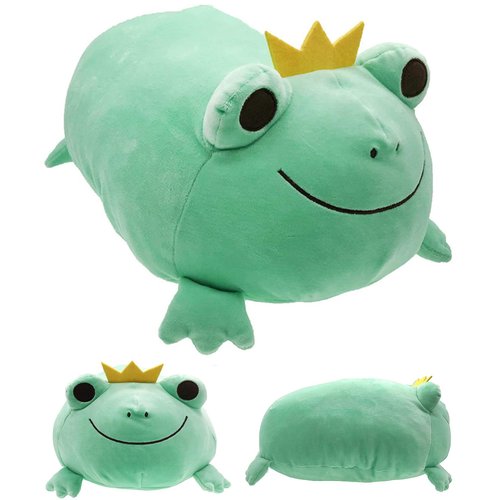 Plush Frog Stuffed Animal Frog with Crown Hugging Pillow Froggy Plushies Throw Pillow Froggie Anime Gift for Kids and Lovers in Birthday,Valentine's Day,Christmas (Green, 14-Inch)