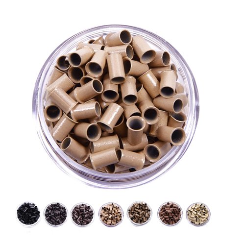 Cooper Micro Link Beads for I-Tip Human Hair Extensions with Copper Tubes Beads Non-Silicone Lock...