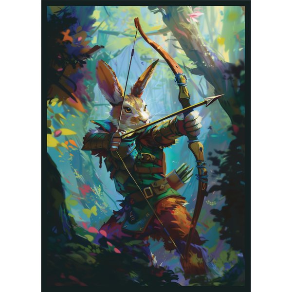 Digital Sorcery Studio Rabbit Archer Card Game Sleeves - 100 Pack - Compatible with MTG and Other TCGs - Perfect for MTG Bloomburrow Decks