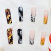 SINSEN Halloween Press on Nails Long Square Shape Halloween Fake Nails White Spider Web French False Nail Tips Halloween Ghost Nails Press ons Cute Holiday Manicure Decorations for Women 24Pcs