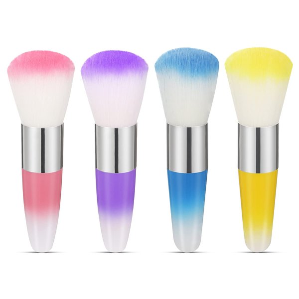 TEOYALL 4 PCS Nail Dust Brushes Nail Art Powder Brushes Soft Nail Cleaning Brushes Manicure Duster Tools