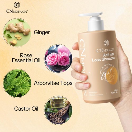 CNMOFAXIN Anti Hair Loss Shampoo,Nourishing Hair Growth Ginger Shampoo for Men & Women - Volumizing Hair Regrowth Treatment infused with Herbal Essences Rose & Castor Oil 16.8 fl. oz