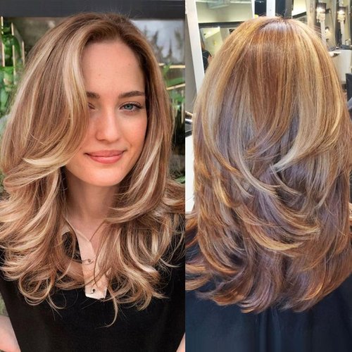 LEOSA Honey Blonde Wig Long Haired Layered Wig Strawberry Blonde Synthetic Wavy Blonde Wigs for White Women Mixed Blonde Wig Real Hair Ombre Blonde Wig for Daily Party Use