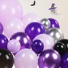 Halloween Purple and Black Silver Balloon Garland Arch Kit 132pcs withe Starburst disco ball Foil Balloons for girl 15/16th birthday New Year Wedding Prom Halloween Party Decoration