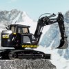 Gemini & Genius Tracked Black Excavator Toys, 1/50 Scale Diecast Digger Construction Toy, Vehicle Model with 360° Cabin Swivels, Great Gift, Playing Sand, Room Decoration and Collection for Kids