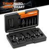 THINKWORK Four Spiral Flute Step Drill Bit Set, 5 Pcs HSS Step Drill Bits (1/8"-1-3/8") Unibit Step Drill Bit, 1/4" and 3/8" Shank Step Bits for Aluminum, Wood, Plastic, Metal