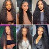 Water Wave Lace Front Wigs Human Hair Wigs for Women HD 13x4 Glueless Lace Frontal Wigs Human Hair Pre Plucked with Baby Hair Wet and Wavy Wigs Human Hair 180% Density Natural Color (24 Inch)
