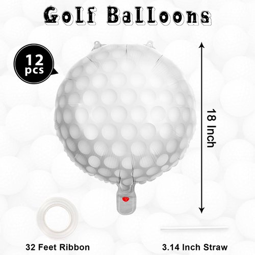 YOTHORN 12 Pcs Golf Balloons,18 Inch Golf Party Foil Balloons,Sports Mylar Balloons Golf Birthday Decorations for Golf Party Sports Theme Party Supplies (Golf)
