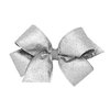 Wee Ones Party Glitter and Grosgrain Bow Overlay on a WeeStay No-Slip Hair Clip, Medium, Silver