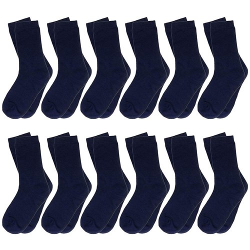 Falari 12-Pack Boy Toddler Kids Cotton Crew Socks 4-6 Navy