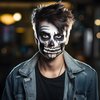 ENYACOS skeleton face tattoo, halloween temporary tattoos, skull face tattoo temporary, skull mouth tattoo, skull stickers for face, halloween costumes for men and women, skeleton accessories (A)