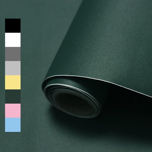 WADILE Peel and Stick Wallpaper 15.9in x 393.7in, Solid Color Contact Paper Waterproof, Vinyl Colored Wall Paper Self Adhesive, Textured Wallpaper Removable for Cabinets/Countertop, Dark Green